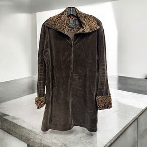 Dana‎ B and Karen Velour Velvet Animal Print Brown Mini Dress Women’s Size S
